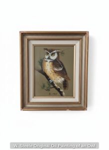 W.-Steele-Original-Oil-Painting-of-an-Owl