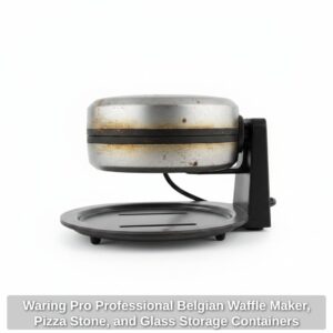 Waring-Pro-Professional-Belgian-Waffle-Maker-Pizza-Stone-and-Glass-Storage-Containers