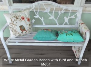 White-Metal-Garden-Bench-with-Bird-and-Branch-Motif