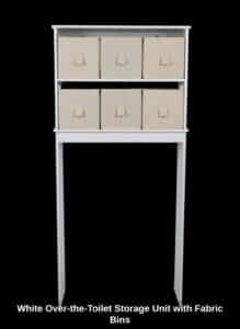White-Over-the-Toilet-Storage-Unit-with-Fabric-Bins