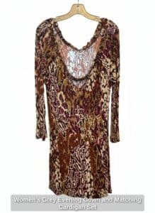 Womens-Grey-Evening-Gown-and-Matching-Cardigan-Set