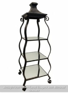 Wrought-Iron-Three-Tiered-Etagere-with-Mirrored-Shelves-second-image