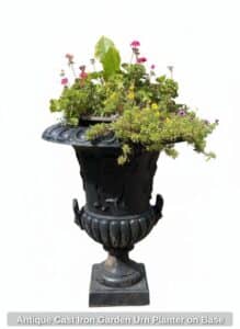 Antique-Cast-Iron-Garden-Urn-Planter-on-Base