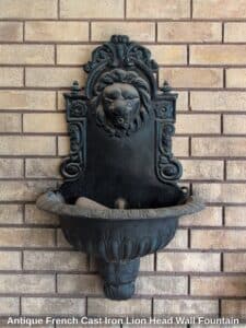 Antique-French-Cast-Iron-Lion-Head-Wall-Fountain