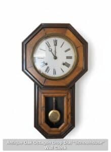Antique-Oak-Octagon-Drop-Dial-Schoolhouse-Wall-Clock