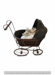 Antique-Wicker-Doll-Pram-with-Teddy-Bear-second-image