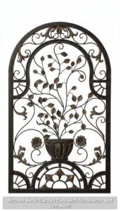 Arched-Metal-Garden-Gate-with-Scrollwork-and-Urn-Motif-second-image
