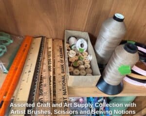 Assorted-Craft-and-Art-Supply-Collection-with-Artist-Brushes-Scissors-and-Sewing-Notions-third-image