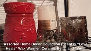 Assorted-Home-Decor-Collection-Scentsy-Love-Heals-Wax-Warmer-Ceramic-Bells-and-Vino-Pitcher