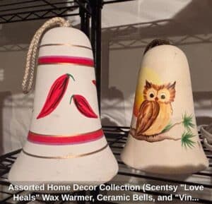 Assorted-Home-Decor-Collection-Scentsy-Love-Heals-Wax-Warmer-Ceramic-Bells-and-Vino-Pitcher-third-image