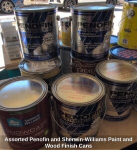 Assorted-Penofin-and-Sherwin-Williams-Paint-and-Wood-Finish-Cans