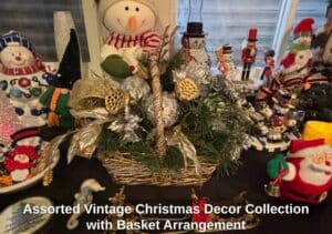 Assorted-Vintage-Christmas-Decor-Collection-with-Basket-Arrangement-second-image