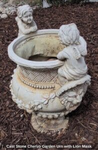 Cast-Stone-Cherub-Garden-Urn-with-Lion-Mask