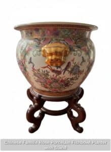 Chinese-Famille-Rose-Porcelain-Fishbowl-Planter-with-Stand-third-image