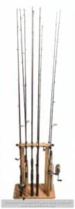 Collection-of-Assorted-Fishing-Rods-and-Reels-with-Wooden-Floor-Rack