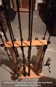 Collection-of-Assorted-Fishing-Rods-and-Reels-with-Wooden-Floor-Rack-second-image