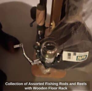 Collection-of-Assorted-Fishing-Rods-and-Reels-with-Wooden-Floor-Rack-third-image