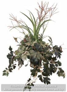 Collection-of-Four-Artificial-Botanical-Arrangements-Primarily-Boston-Ferns-and-Ivy