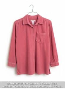 Collection-of-Four-Womens-Casual-Tops-Including-Columbia-Fleece-Corduroy-Shirt-Denim-Shirt-and-Quilted-Pullover-second-image