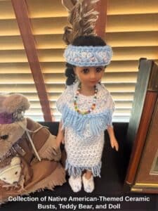 Collection-of-Native-American-Themed-Ceramic-Busts-Teddy-Bear-and-Doll-second-image