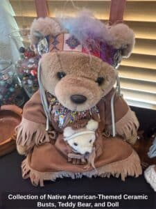 Collection-of-Native-American-Themed-Ceramic-Busts-Teddy-Bear-and-Doll-third-image