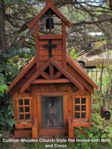 Custom-Wooden-Church-Style-Pet-House-with-Bell-and-Cross