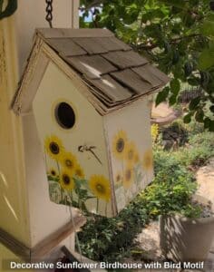Decorative-Sunflower-Birdhouse-with-Bird-Motif