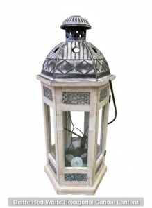 Distressed-White-Hexagonal-Candle-Lantern