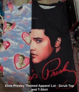 Elvis-Presley-Themed-Apparel-Lot-Scrub-Top-and-T-Shirt