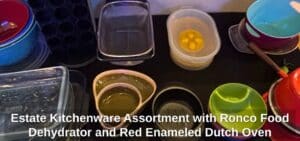 Estate-Kitchenware-Assortment-with-Ronco-Food-Dehydrator-and-Red-Enameled-Dutch-Oven