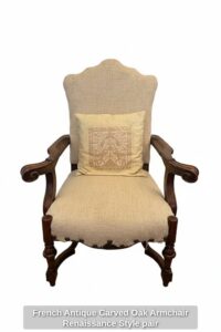 French-Antique-Carved-Oak-Armchair-Renaissance-Style-pair