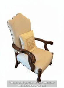 French-Antique-Carved-Oak-Armchair-Renaissance-Style-pair-third-image