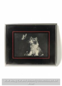 H.W.-Hoag-Cat-and-Butterfly-Scratchboard-Art-Print