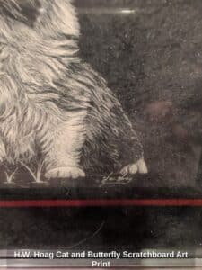 H.W.-Hoag-Cat-and-Butterfly-Scratchboard-Art-Print-second-image