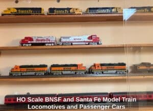 HO-Scale-BNSF-and-Santa-Fe-Model-Train-Locomotives-and-Passenger-Cars