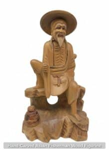 Hand-Carved-Asian-Fisherman-Wood-Figurine