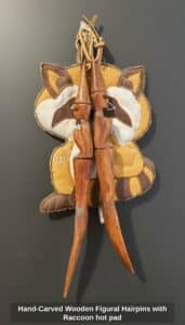 Hand-Carved-Wooden-Figural-Hairpins-with-Raccoon-hot-pad-second-image