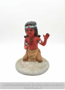 Hand-Painted-Ceramic-Kneeling-Native-American-Child-Figurine