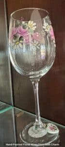 Hand-Painted-Floral-Wine-Glass-with-Charm