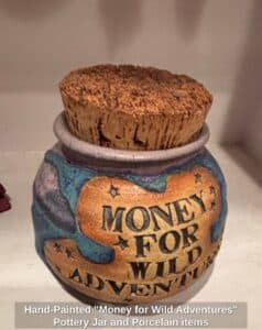 Hand-Painted-Money-for-Wild-Adventures-Pottery-Jar-and-Porcelain-items