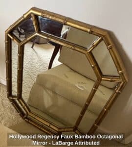 Hollywood-Regency-Faux-Bamboo-Octagonal-Mirror-LaBarge-Attributed