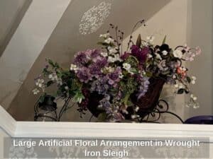 Large-Artificial-Floral-Arrangement-in-Wrought-Iron-Sleigh-second-image