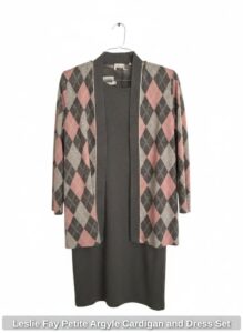 Leslie-Fay-Petite-Argyle-Cardigan-and-Dress-Set-third-image