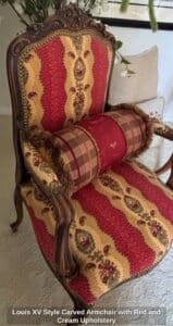 Louis-XV-Style-Carved-Armchair-with-Red-and-Cream-Upholstery-second-image