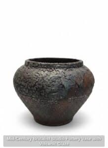 Mid-Century-Brutalist-Studio-Pottery-Vase-with-Volcanic-Glaze