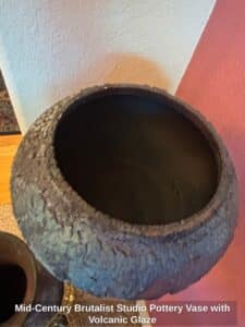 Mid-Century-Brutalist-Studio-Pottery-Vase-with-Volcanic-Glaze-second-image