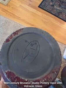Mid-Century-Brutalist-Studio-Pottery-Vase-with-Volcanic-Glaze-third-image