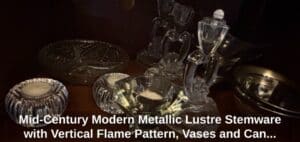 Mid-Century-Modern-Metallic-Lustre-Stemware-with-Vertical-Flame-Pattern-Vases-and-Candle-holders-second-image