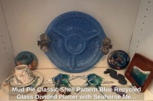 Mud-Pie-Classic-Shell-Pattern-Blue-Recycled-Glass-Divided-Platter-with-Seahorse-Metal-Handles