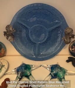 Mud-Pie-Classic-Shell-Pattern-Blue-Recycled-Glass-Divided-Platter-with-Seahorse-Metal-Handles-fifth-image